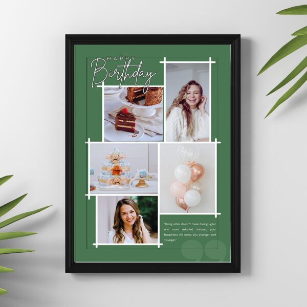 Customized Happy Birthday Frame Green
