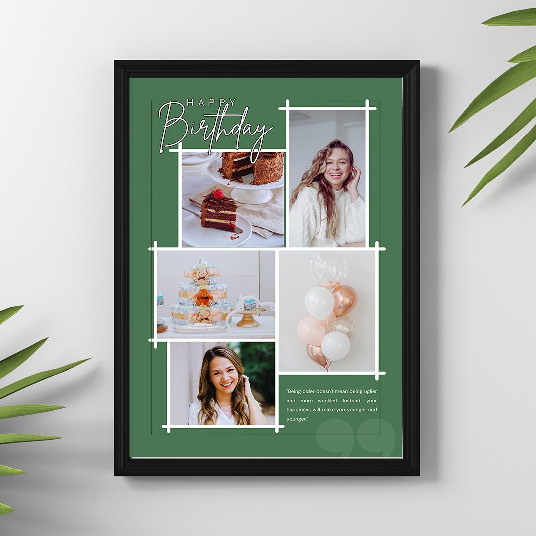 Customized Happy Birthday Frame Green