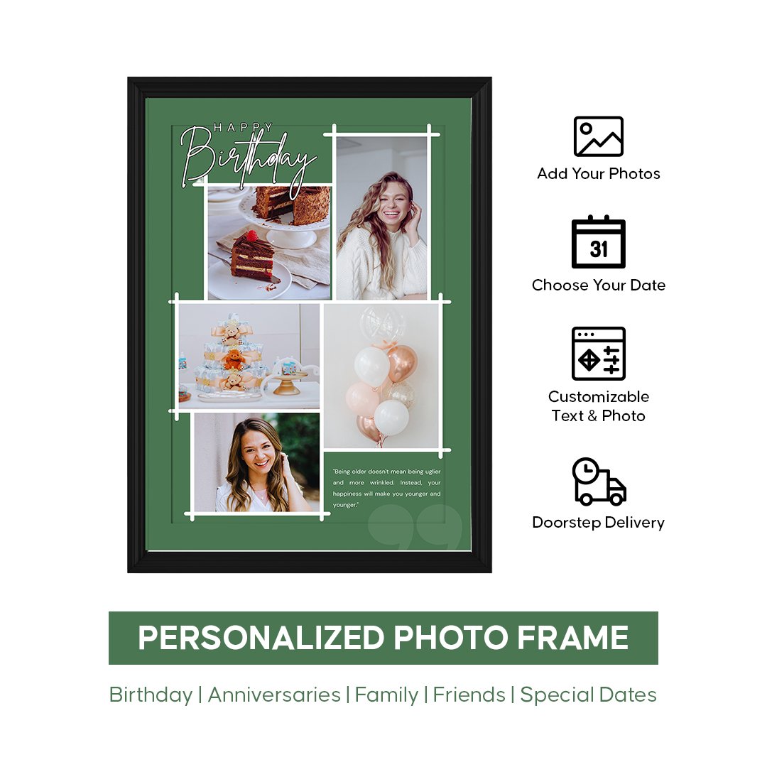 Customized Happy Birthday Frame Green - Image 2